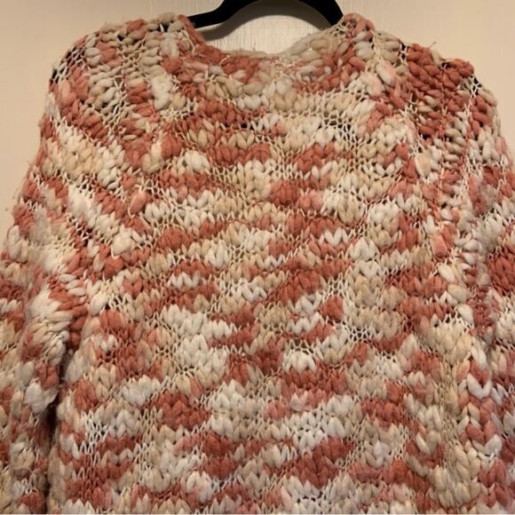 Sz XS Tularosa Revovle Chunky Knit Pink & Cream Wool Oversized Sweater Cardigan - Picture 10 of 11